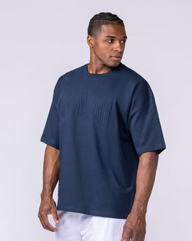 Varsity Oversized Boxy Tee - Navy-T-Shirts-XS-112566NAVY-XS-MNAPPRL47147-4-Muscle Nation