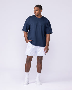 Varsity Oversized Boxy Tee - Navy-T-Shirts-XS-112566NAVY-XS-MNAPPRL47147-6-Muscle Nation