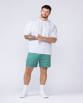 Varsity Oversized Boxy Tee - Snow Grey Marl-T-Shirts-XS-112566SNGRYMR-XS-MNAPPRL47139-4-Muscle Nation