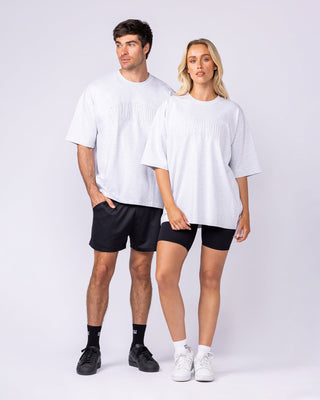 Varsity Oversized Boxy Tee - Snow Grey Marl-T-Shirts-XS-112566SNGRYMR-XS-MNAPPRL47139-5-Muscle Nation