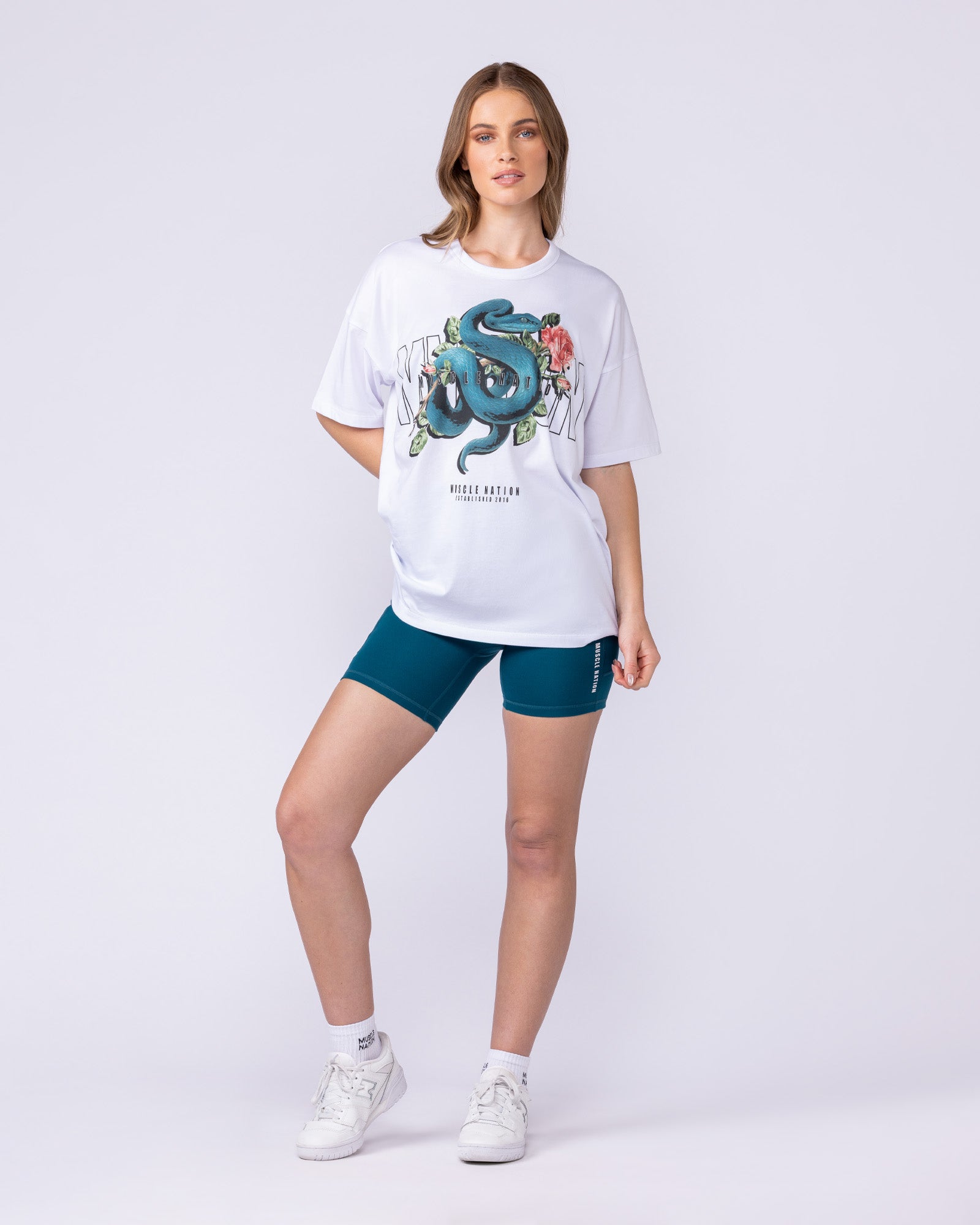 Viper Oversized Tee - White-T-Shirts-XXS-1125228WHT-XXS-MNAPPRL45057-6-Muscle Nation
