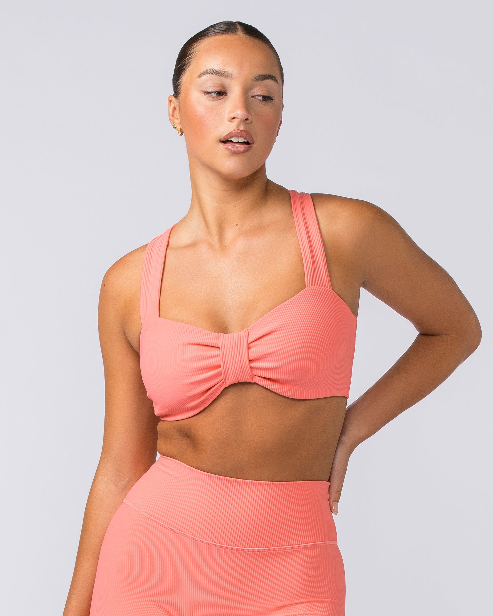 Lush Rib Bralette - Sunset Coral-Bralettes-XS-112374SUNSCRL-XS-MNAPPRL27815-5-Muscle Nation