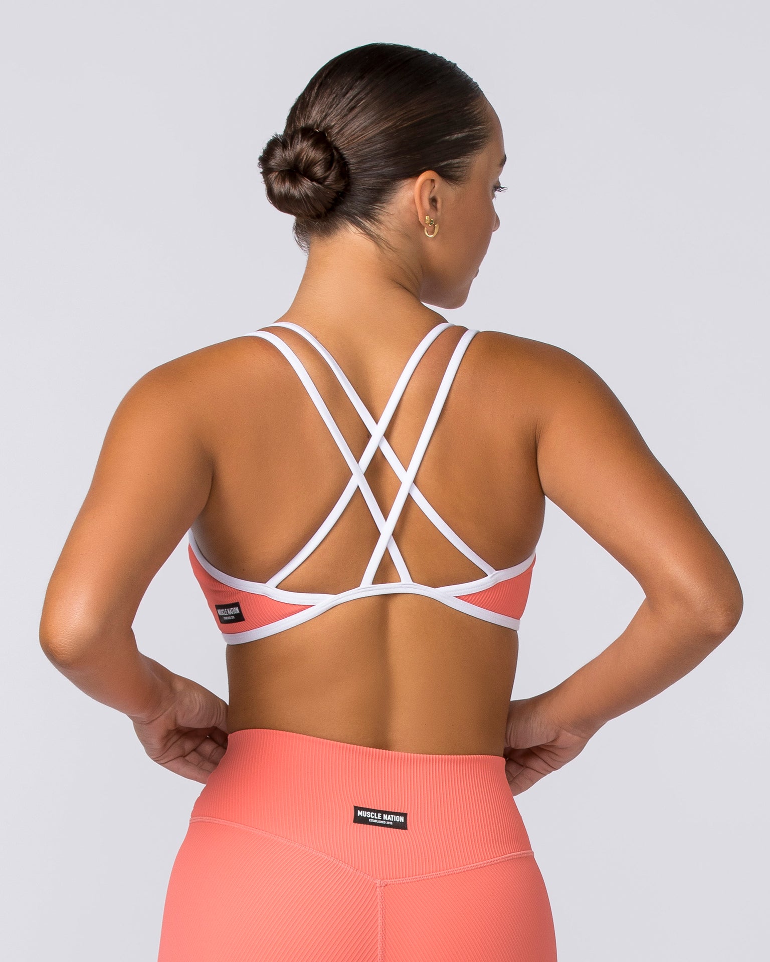 Curves Rib Bralette - Sunset Coral-Bralettes-XS-112373SUNSCRL-XS-MNAPPRL27759-5-Muscle Nation