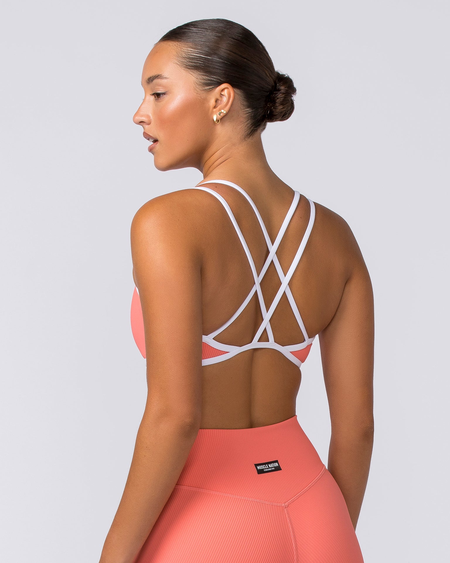 Curves Rib Bralette - Sunset Coral-Bralettes-XS-112373SUNSCRL-XS-MNAPPRL27759-4-Muscle Nation