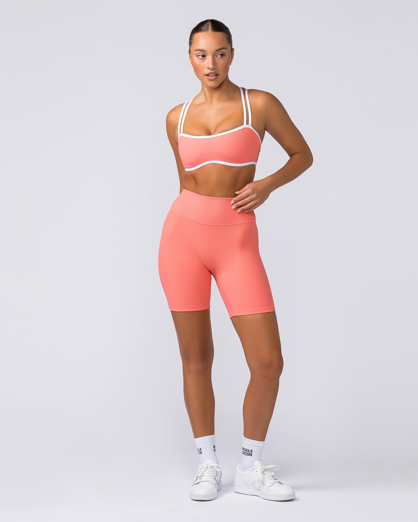 Curves Rib Bralette - Sunset Coral-Bralettes-XS-112373SUNSCRL-XS-MNAPPRL27759-6-Muscle Nation