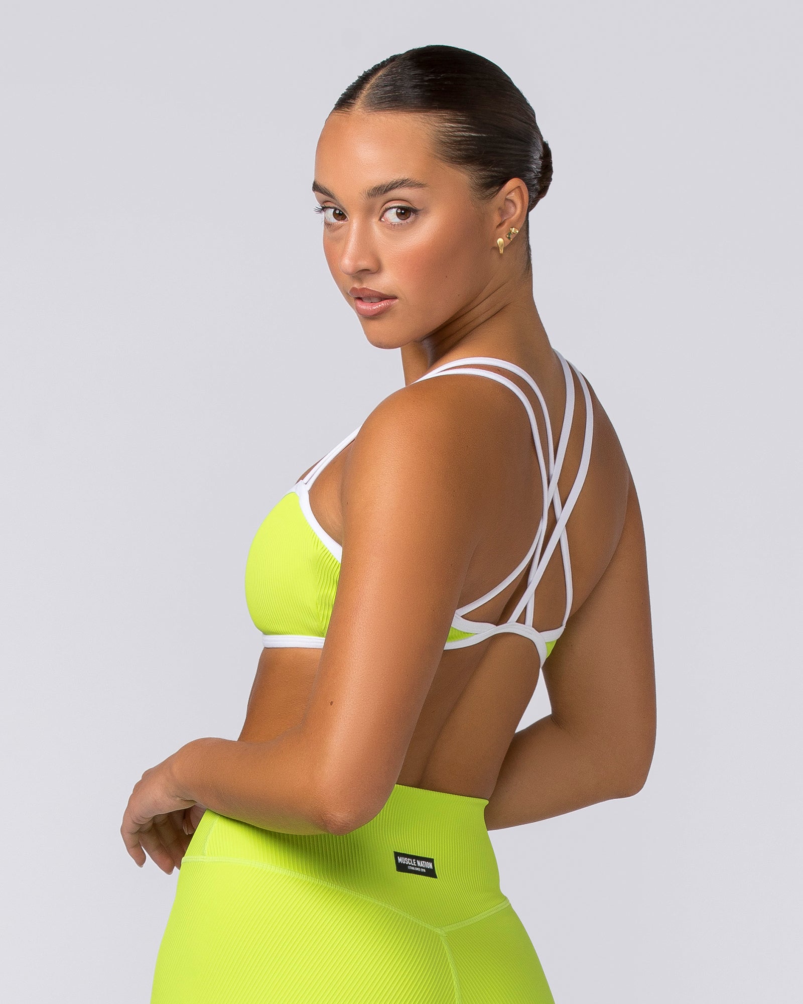 Curves Rib Bralette - Cyber Lime-Bralettes-XS-112373CYBLIME-XS-MNAPPRL27775-4-Muscle Nation