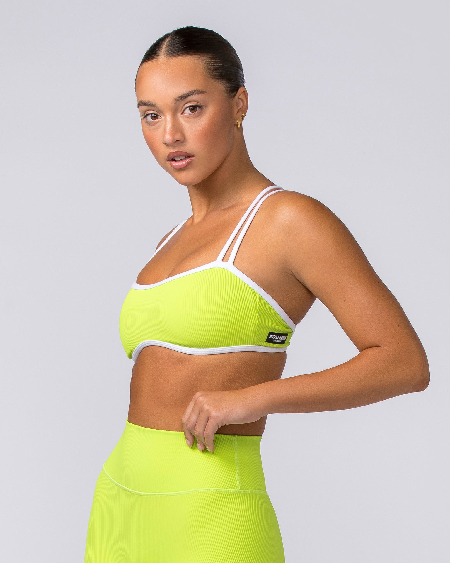 Curves Rib Bralette - Cyber Lime-Bralettes-XS-112373CYBLIME-XS-MNAPPRL27775-3-Muscle Nation