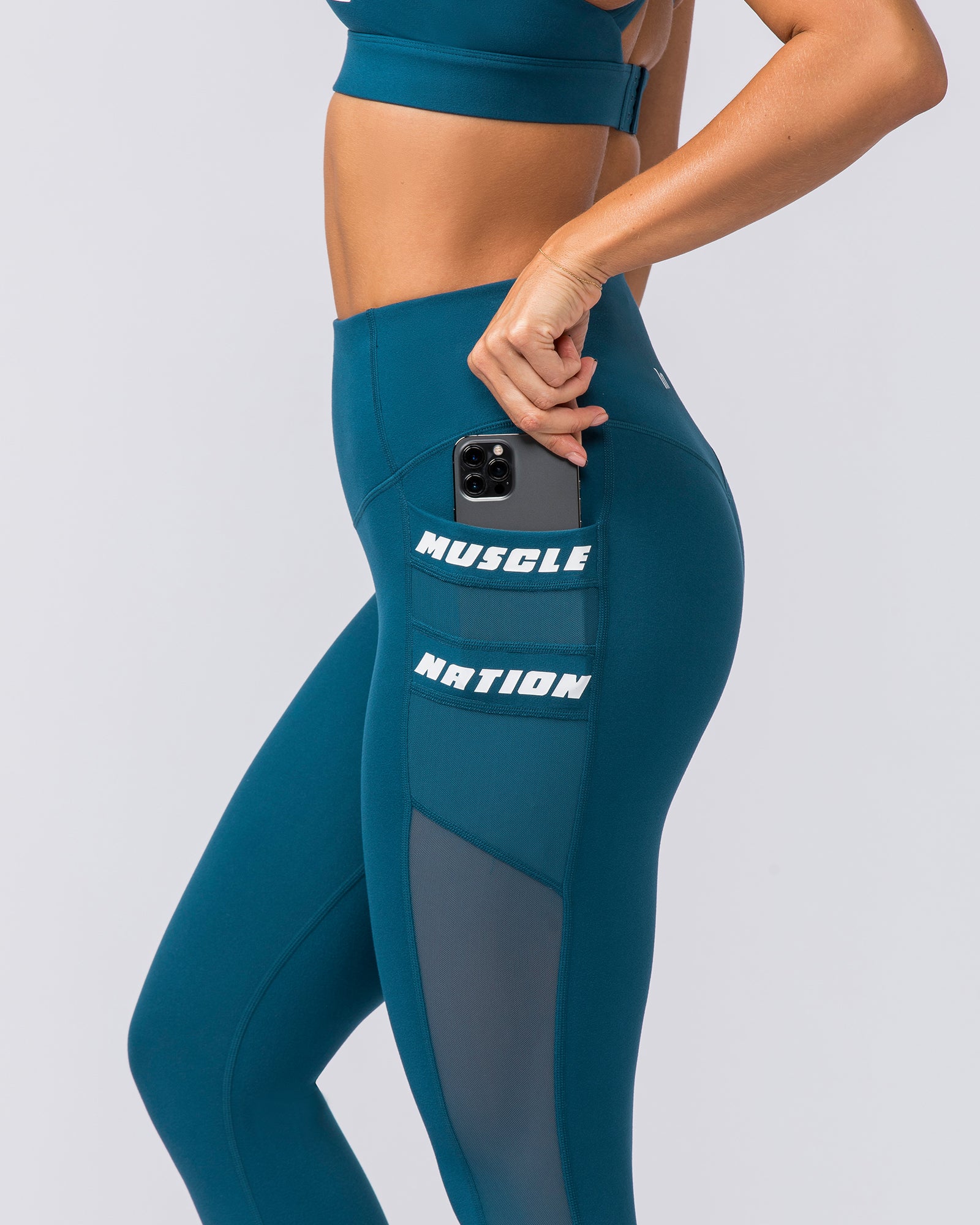 Amplify Pocket Ankle Length Leggings - Tidal Teal-Leggings-XXS-112371TIDALTEAL-XXS-MNAPPRL27677-4-Muscle Nation