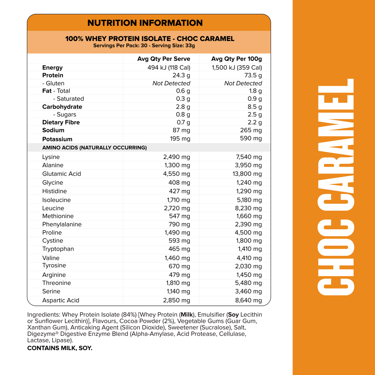 WHEY Protein Isolate - Choc Caramel - 30 serves-Whey Protein Powders-MNSUPPS0325-9359054001367-3-Muscle Nation