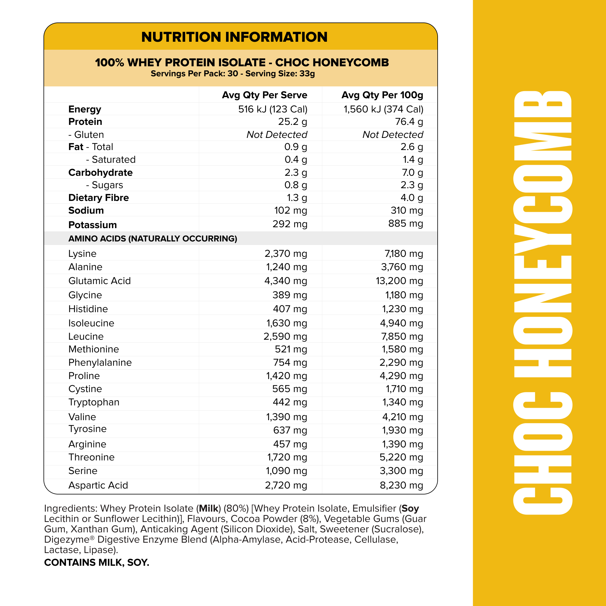 WHEY Protein Isolate - Choc Honeycomb - 30 serves-Whey Protein Powders-MNSUPPS0398-9359054002708-2-Muscle Nation