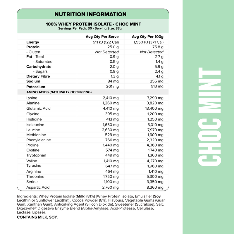 WHEY Protein Isolate - Choc Mint - 30 serves-Whey Protein Powders-MNSUPPS0410-9359054002722-2-Muscle Nation