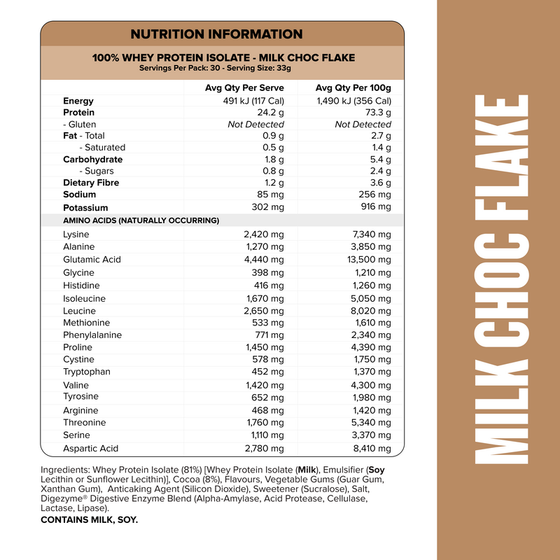 WHEY Protein Isolate - Milk Choc Flake - 30 serves-Whey Protein Powders-MNSUPPS0014-9359054001312-2-Muscle Nation