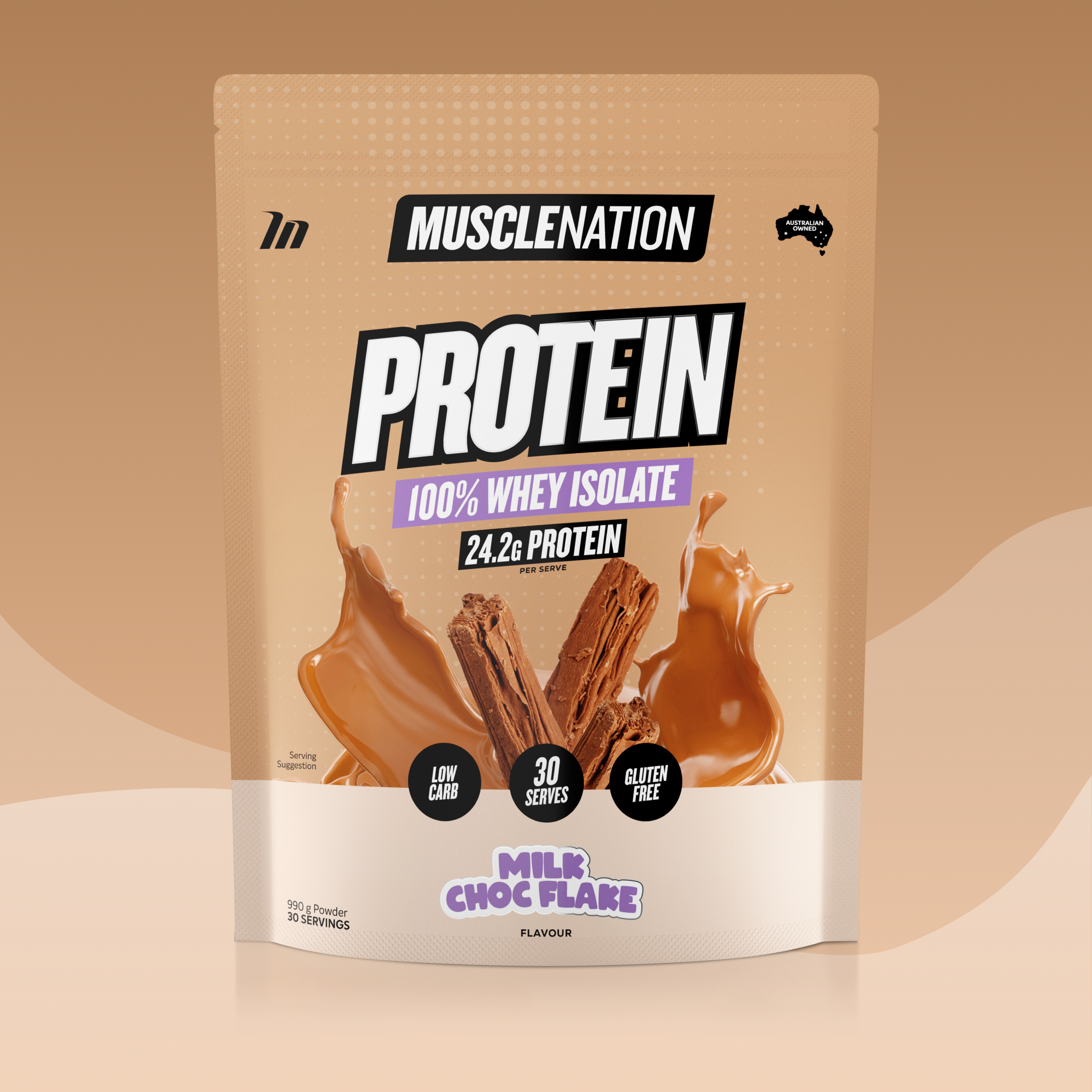 WHEY Protein Isolate - Milk Choc Flake - 30 serves-Whey Protein Powders-MNSUPPS0014-9359054001312-1-Muscle Nation