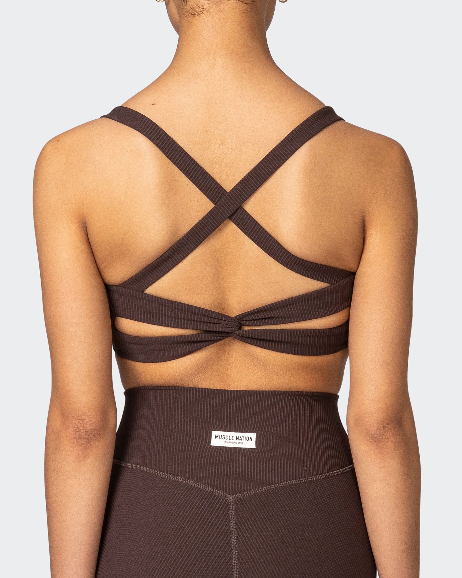 Twist Rib Bra - Cocoa-Sports Bras-XS-042303COCOA-XS-MNAPPRL23281-6-Muscle Nation