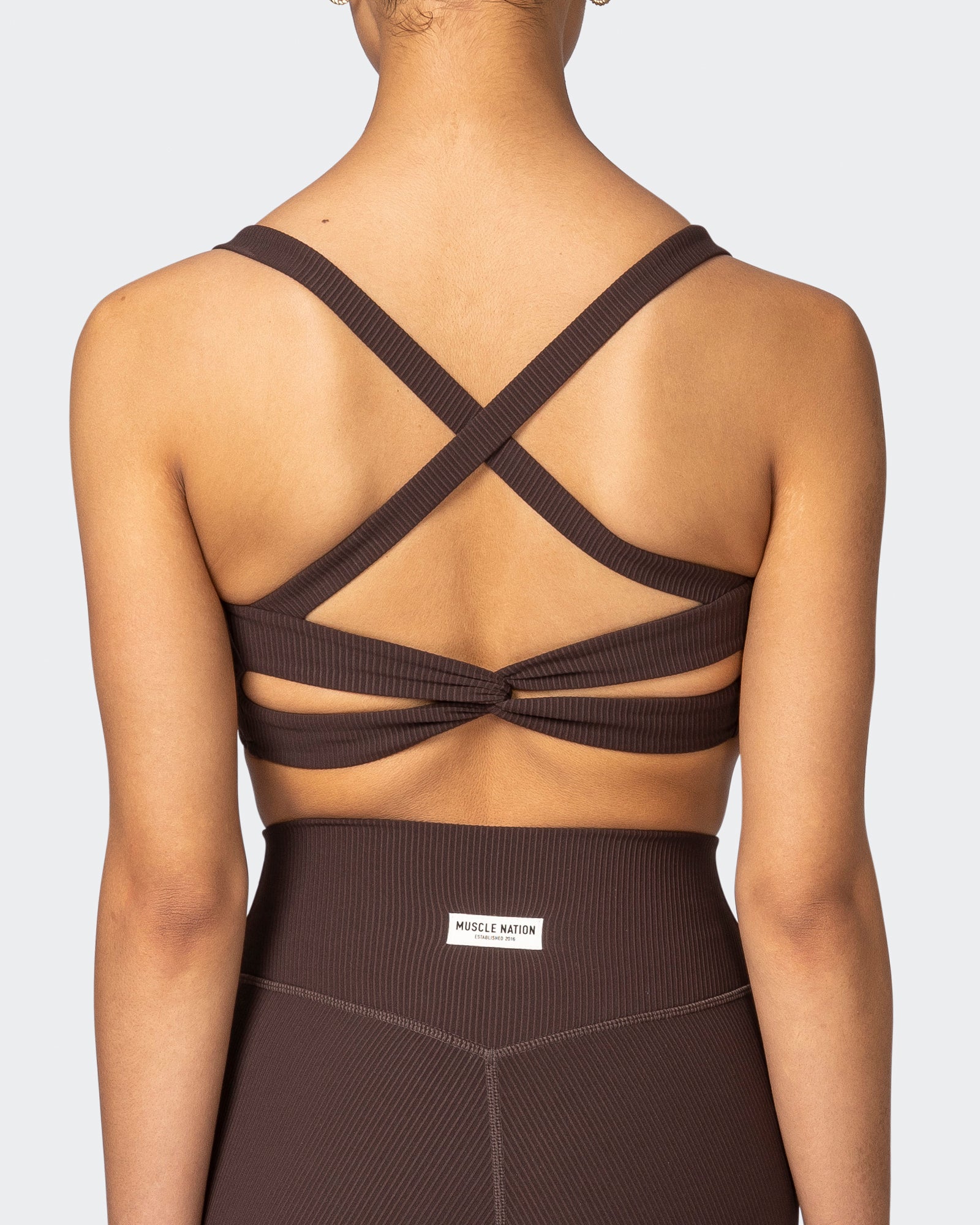 Twist Rib Bra - Cocoa-Sports Bras-XS-042303COCOA-XS-MNAPPRL23281-6-Muscle Nation