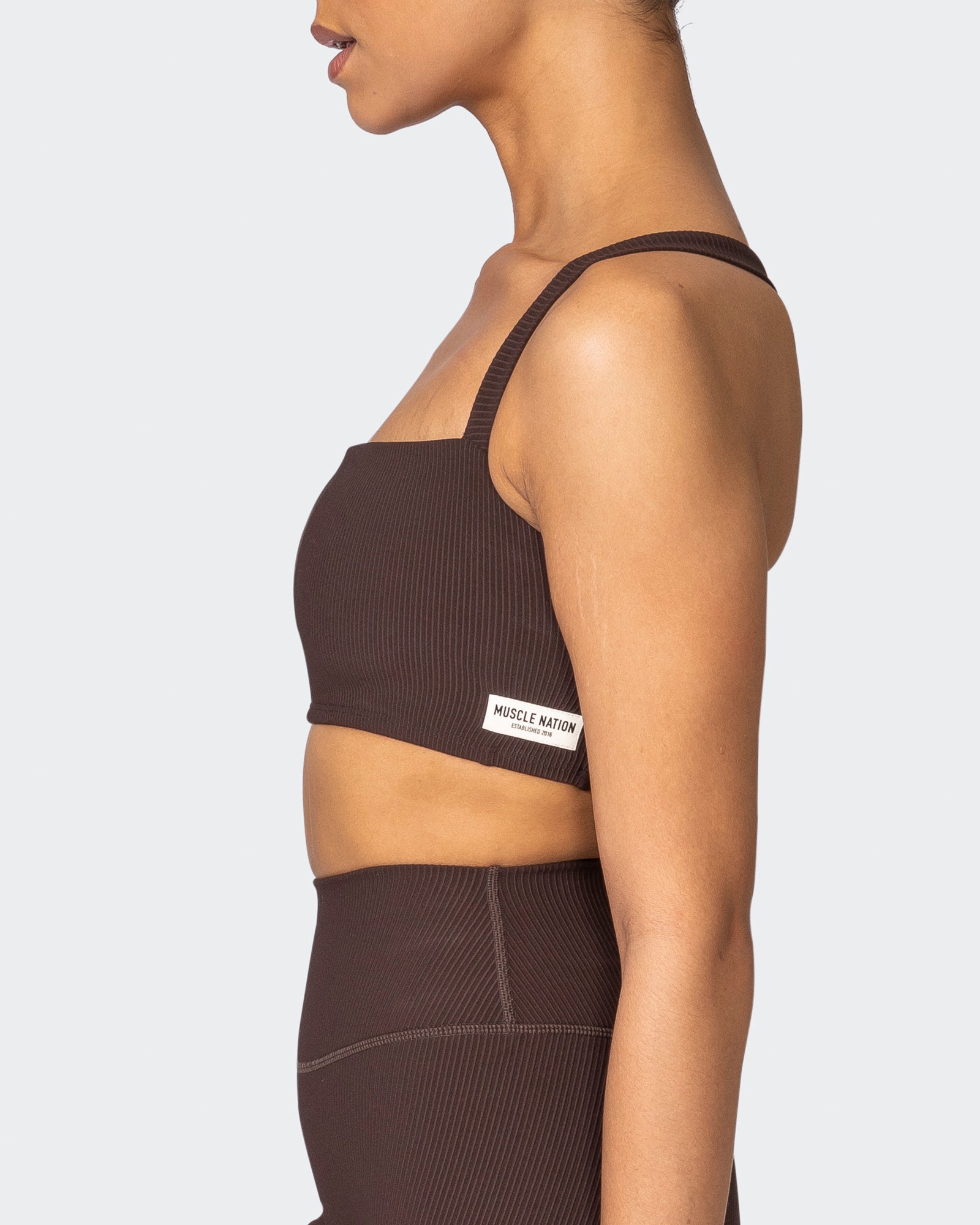 Twist Rib Bra - Cocoa-Sports Bras-XS-042303COCOA-XS-MNAPPRL23281-4-Muscle Nation