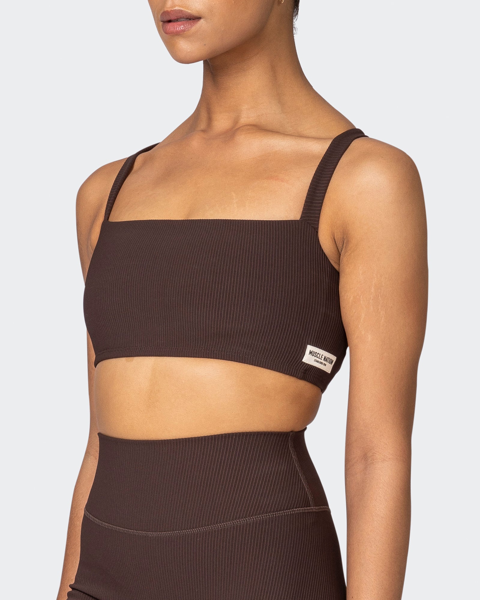 Twist Rib Bra - Cocoa-Sports Bras-XS-042303COCOA-XS-MNAPPRL23281-3-Muscle Nation