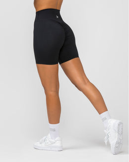 Signature Scrunch Bike Shorts Black - Muscle Nation women's bike shorts