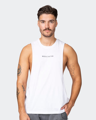 Ultra Drop Arm Tank - White-Singlets & Tanks-S-042357WHT-S-MNAPPRL22207-1-Muscle Nation