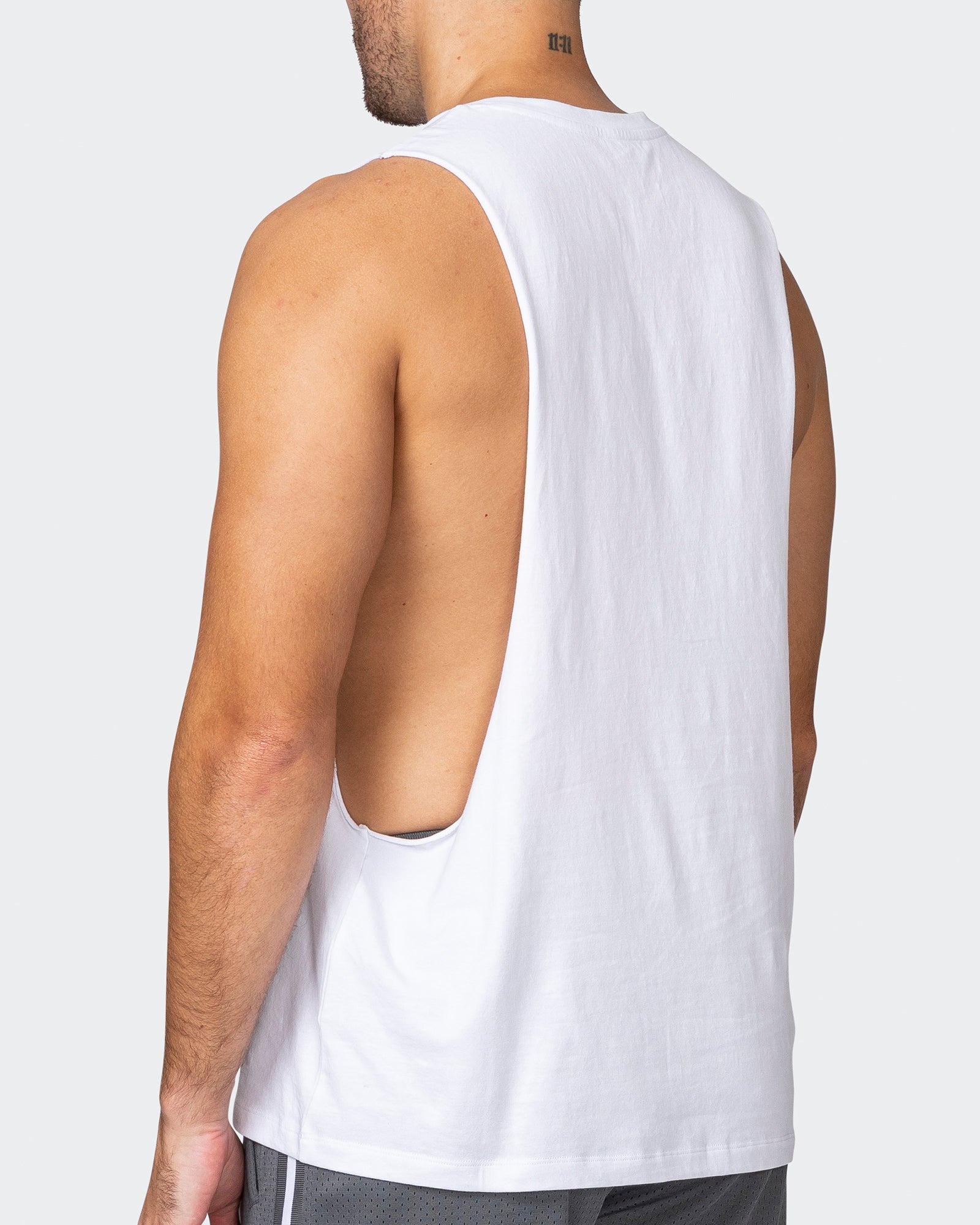 Ultra Drop Arm Tank - White-Singlets & Tanks-S-042357WHT-S-MNAPPRL22207-5-Muscle Nation