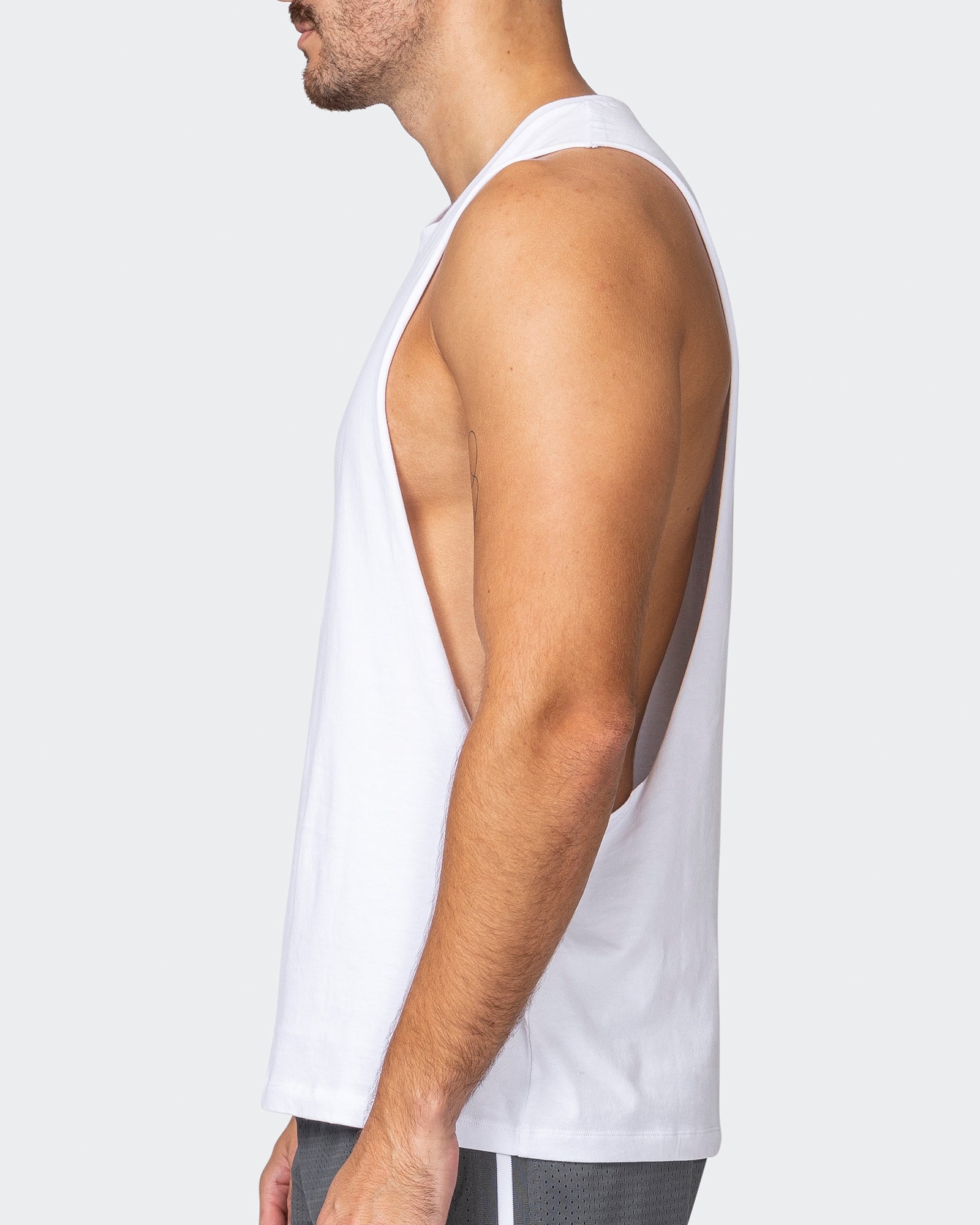 Ultra Drop Arm Tank - White-Singlets & Tanks-S-042357WHT-S-MNAPPRL22207-4-Muscle Nation