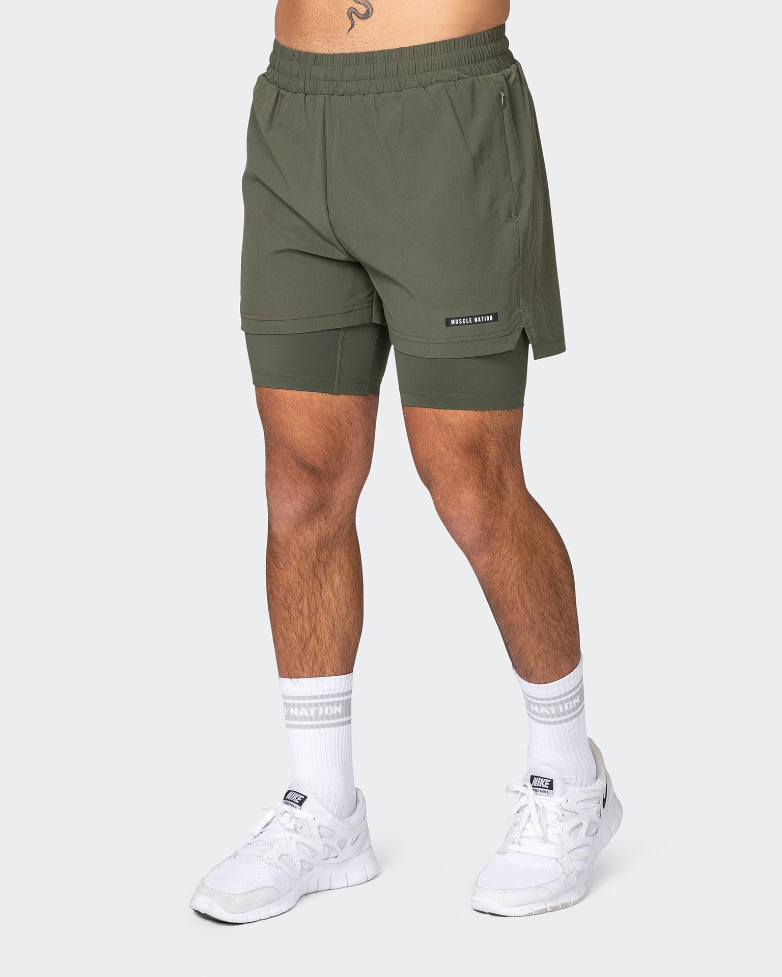 Vigour Training 3" Shorts - Dark Khaki-Shorts-S-042363DKHAKI-S-MNAPPRL22340-4-Muscle Nation