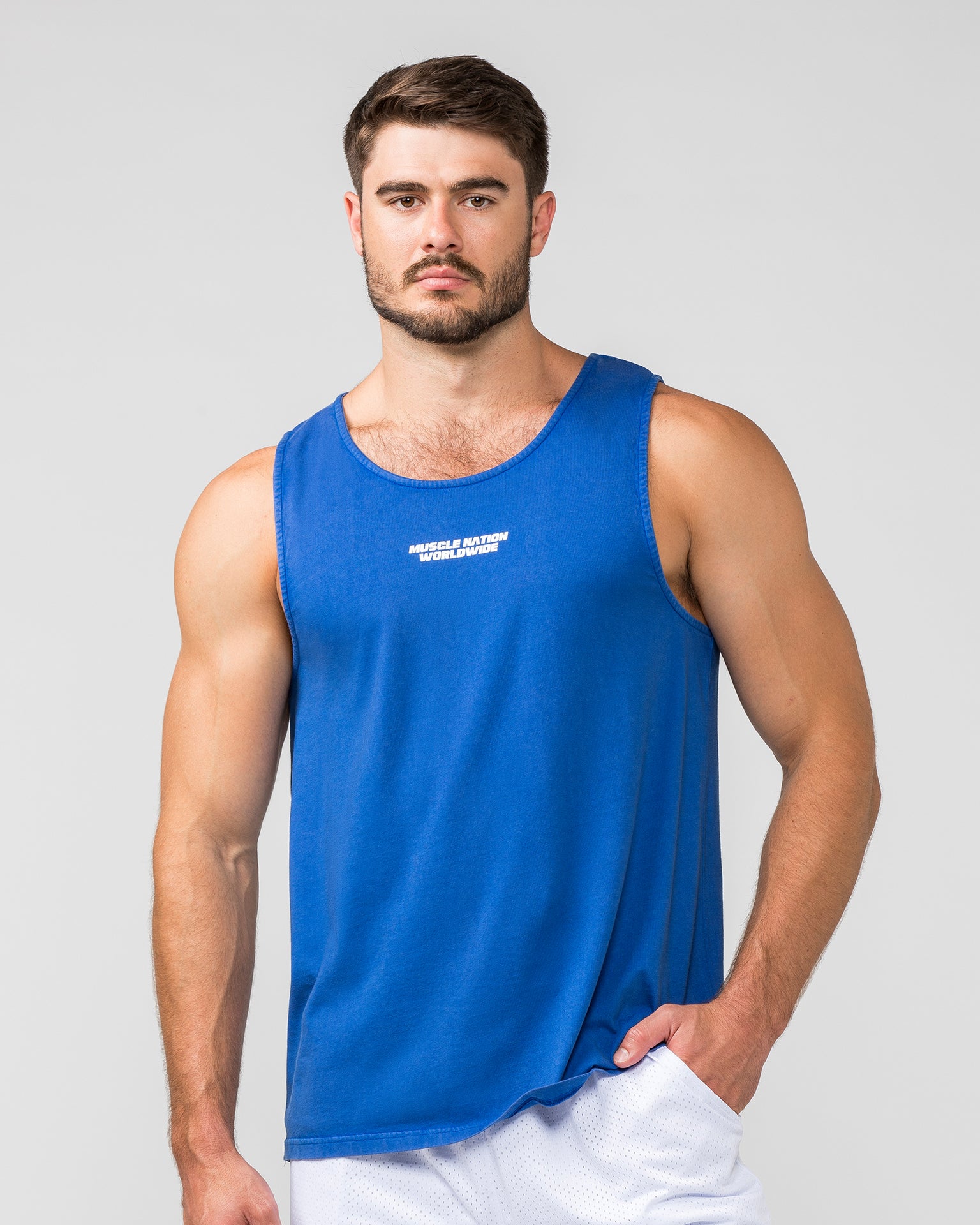 H-Back Represent Tank - Washed Bondi Blue-Singlets & Tanks-S-012408WSHBNBL-S-MNAPPRL29294-3-Muscle Nation