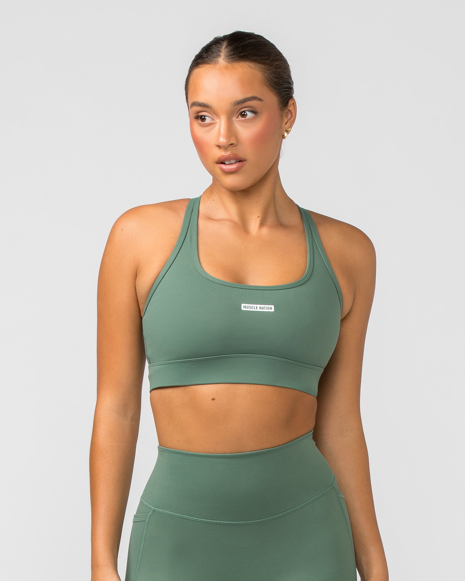Faster Bra - Mineral Green-Sports Bras-XS-012403MINGRN-XS-MNAPPRL29256-2-Muscle Nation