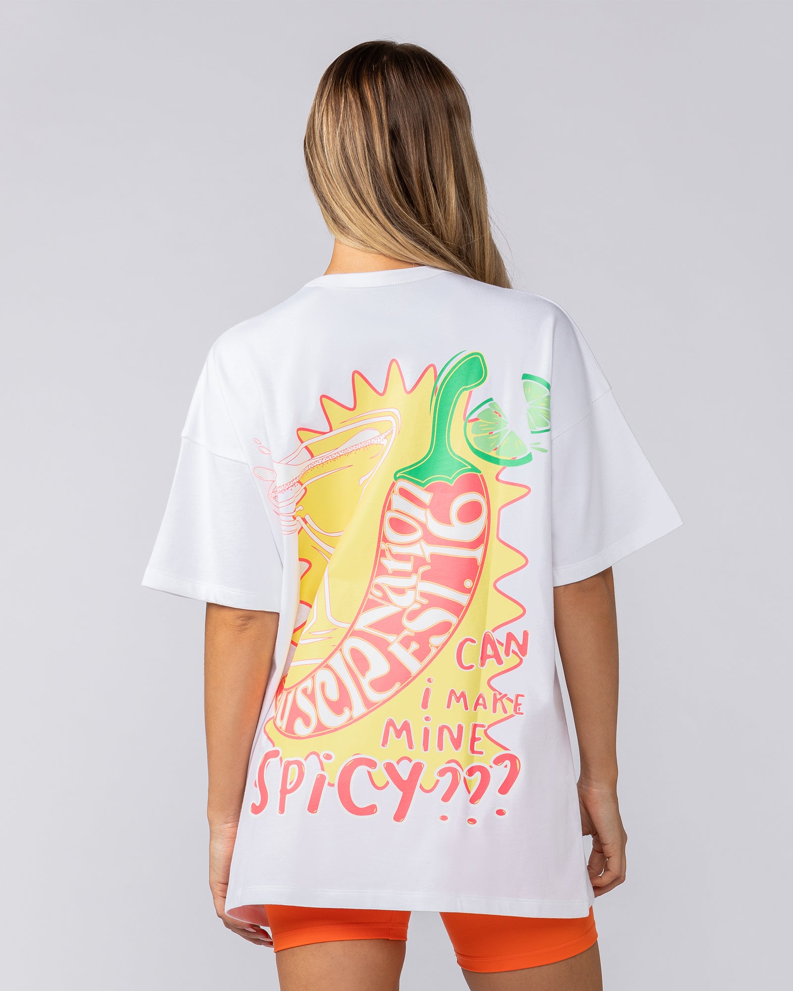Spicy Oversized Tee - White-T-Shirts-XXS-052522WHITE-XXS-MNAPPRL43344-4-Muscle Nation