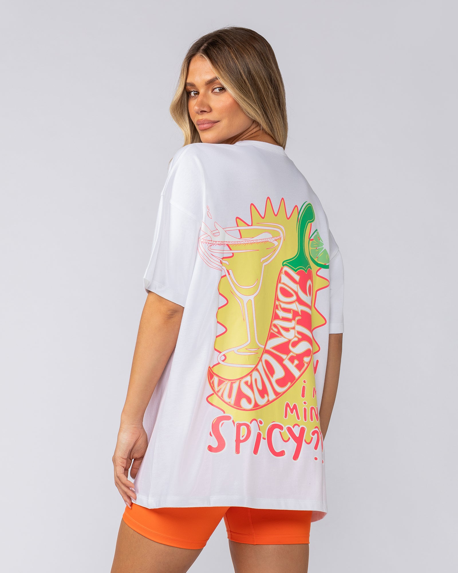 Spicy Oversized Tee - White-T-Shirts-XXS-052522WHITE-XXS-MNAPPRL43344-1-Muscle Nation