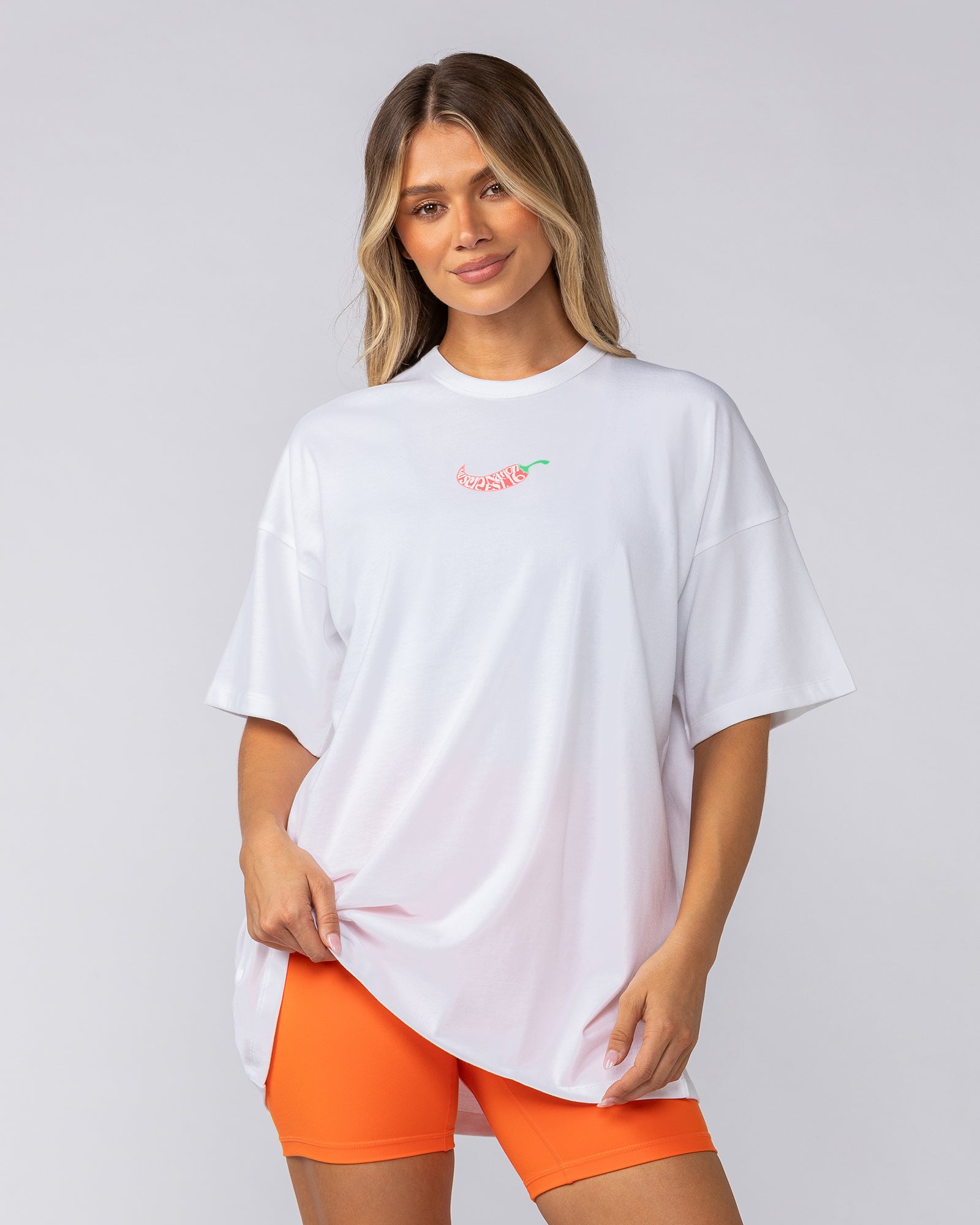 Spicy Oversized Tee - White-T-Shirts-XXS-052522WHITE-XXS-MNAPPRL43344-2-Muscle Nation