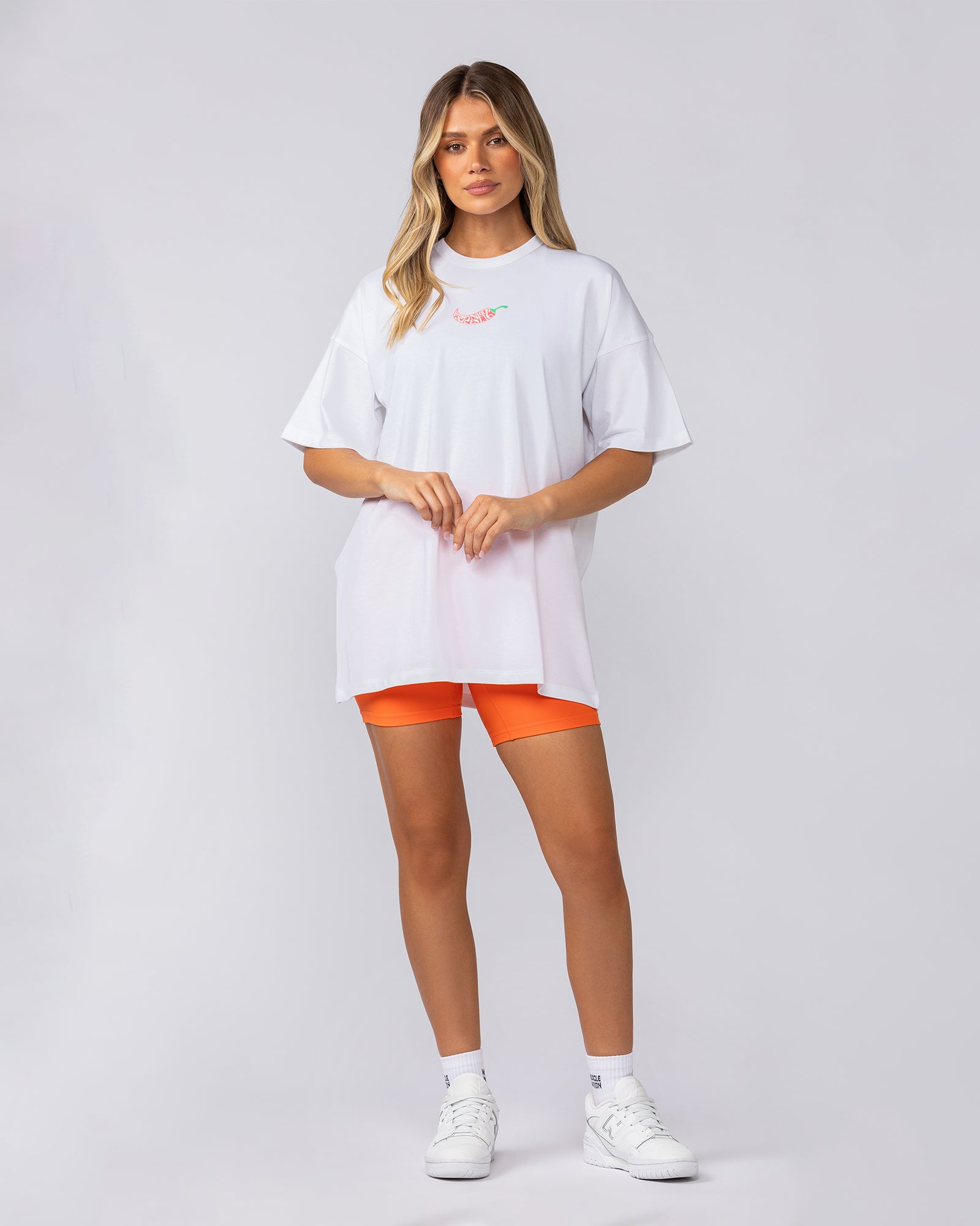 Spicy Oversized Tee - White-T-Shirts-XXS-052522WHITE-XXS-MNAPPRL43344-5-Muscle Nation