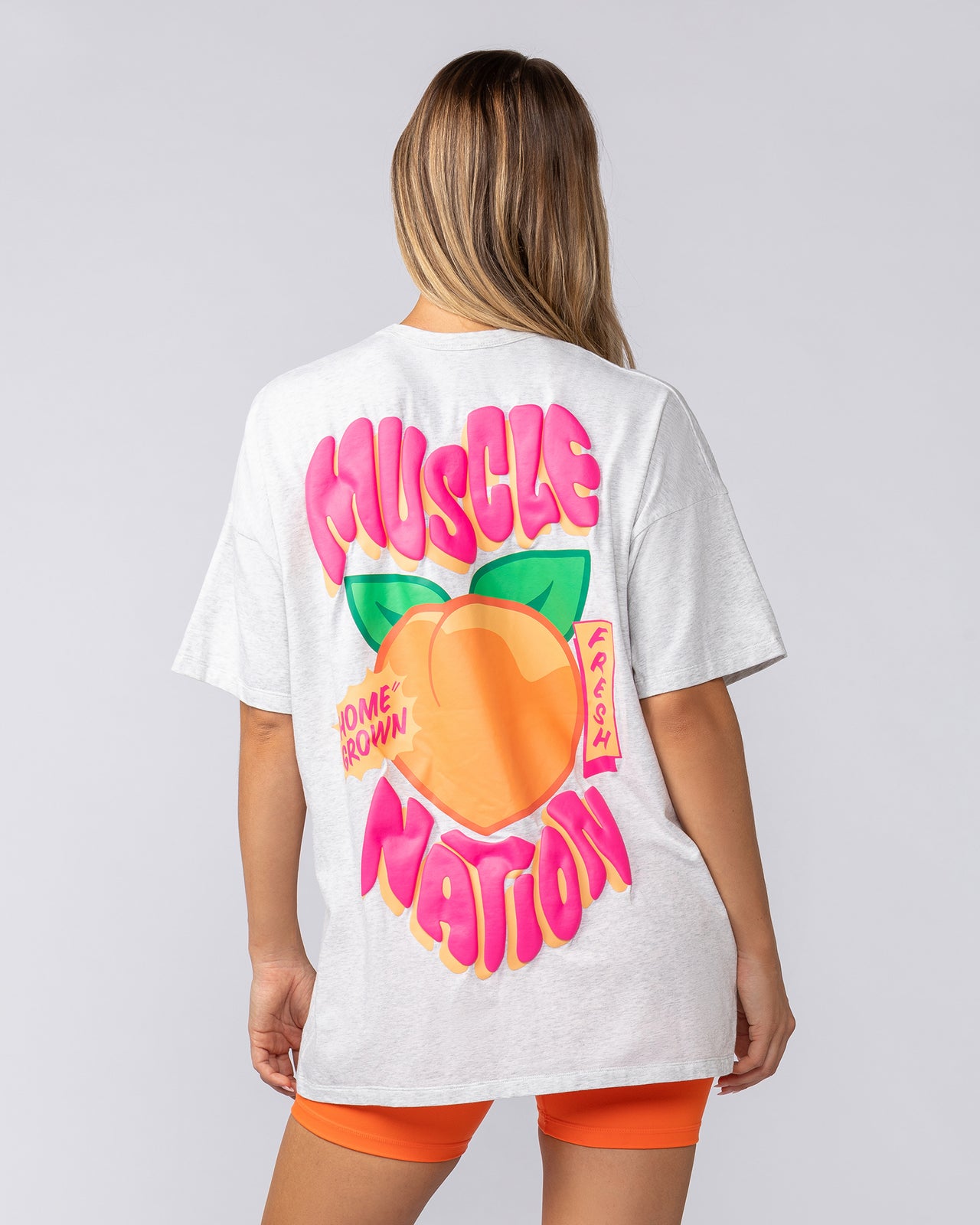 Peachy Oversized Tee - Snow Grey Marl-T-Shirts-XXS-052520SNGRYMR-XXS-MNAPPRL43353-4-Muscle Nation