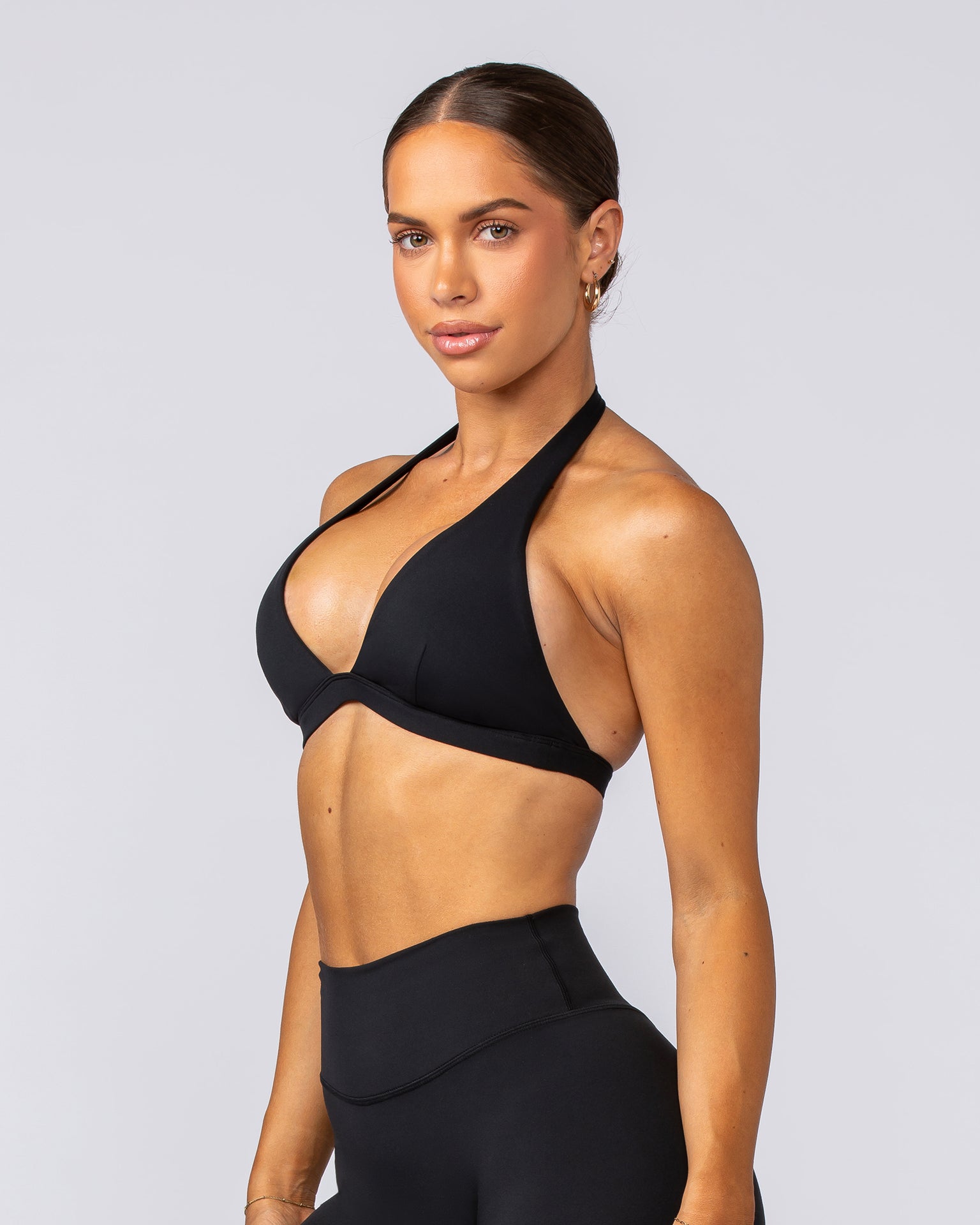 Halter Bralette - Black-Bralettes-XXS-022505BLK-XXS-MNAPPRL40717-4-Muscle Nation