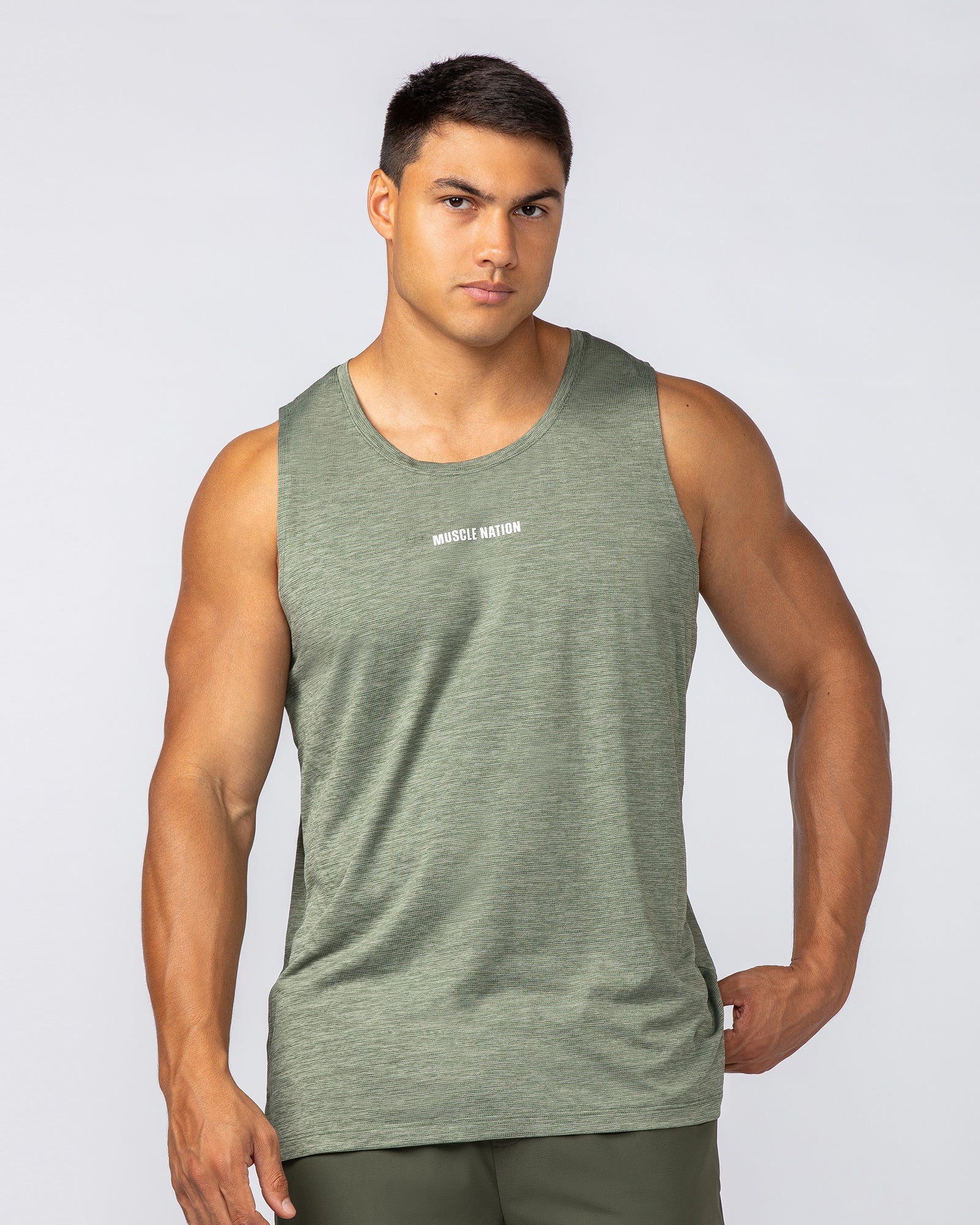 Aero Active Tank - Dark Khaki-Singlets & Tanks-S-092419DKHAKI-S-MNAPPRL40125-3-Muscle Nation