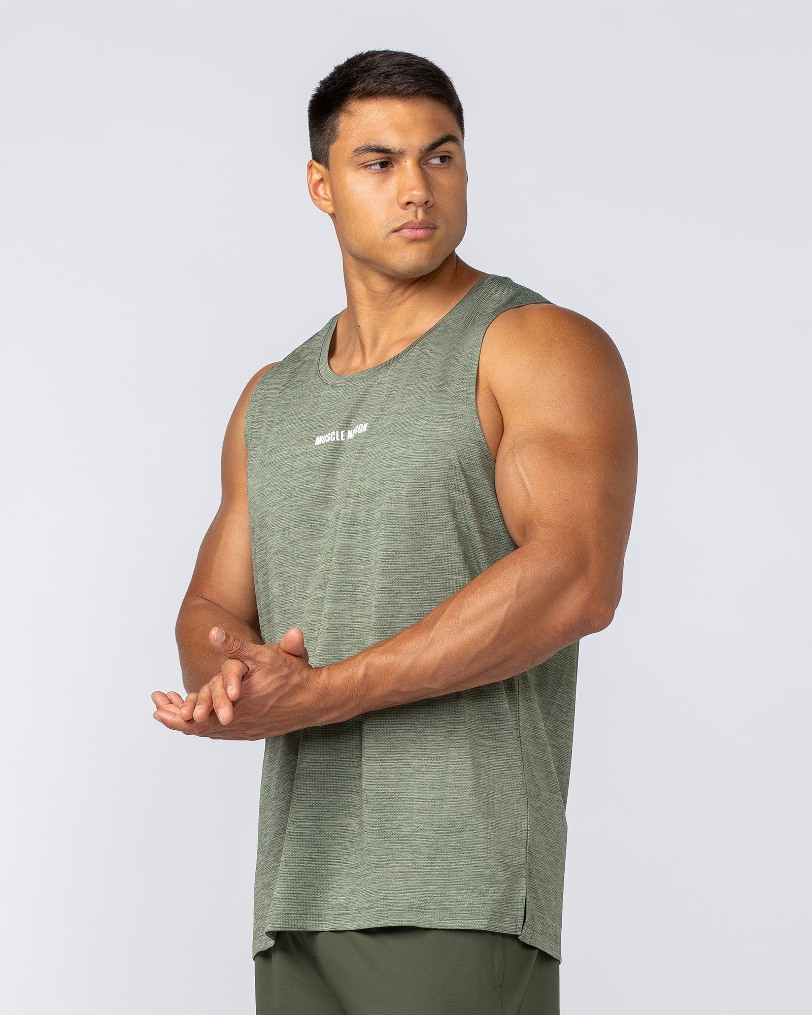 Aero Active Tank - Dark Khaki-Singlets & Tanks-S-092419DKHAKI-S-MNAPPRL40125-4-Muscle Nation