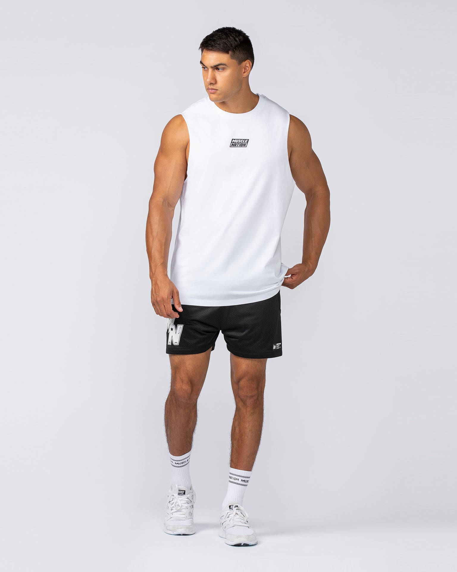 Throwback Training Tank - White-Singlets & Tanks-S-092413WHT-S-MNAPPRL40052-5-Muscle Nation