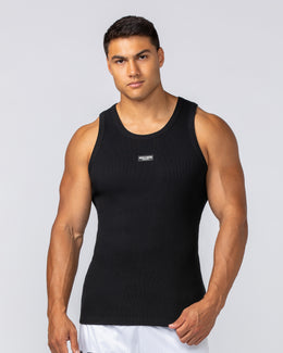 Rib Fitted Training Tank - Black-Singlets & Tanks-S-112349BLK-S-MNAPPRL29447-1-Muscle Nation