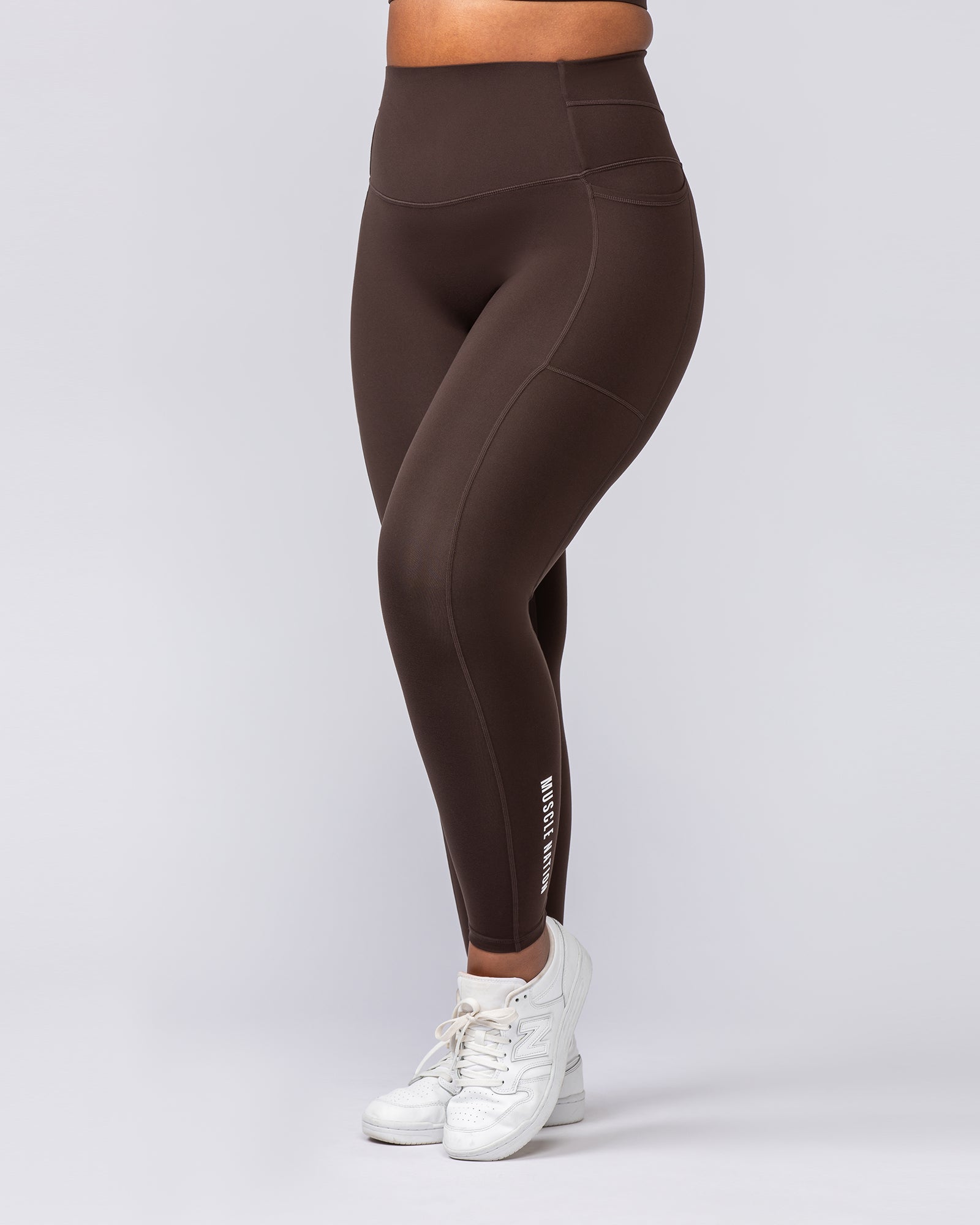 Unrivalled Everyday Pocket Ankle Leggings - Cocoa-Leggings-XXS-022504COCOA-XXS-MNAPPRL48877-4-Muscle Nation