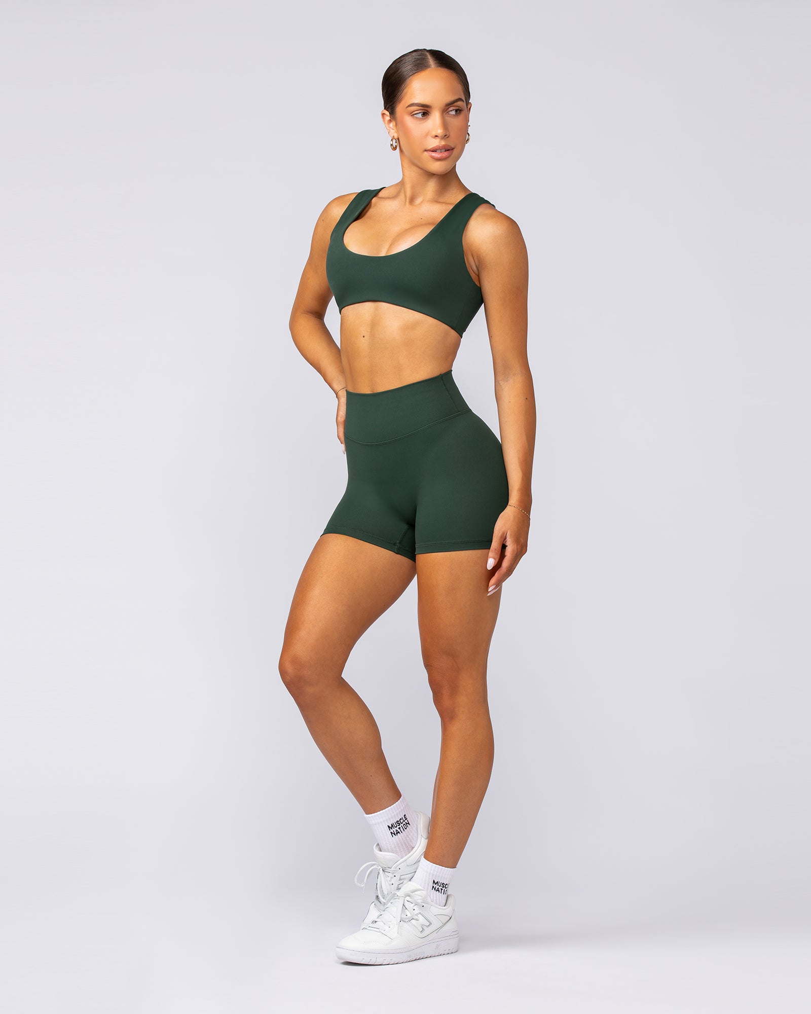 Instinct Scrunch Midway Shorts - Forest Green-Shorts-XXS-092404FRSGRN-XXS-MNAPPRL40266-6-Muscle Nation