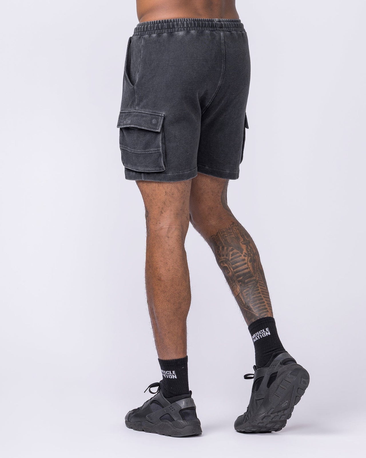Weekender Vintage Cargo 5" Shorts Washed Black - Muscle Nation men's cargo shorts, view 5