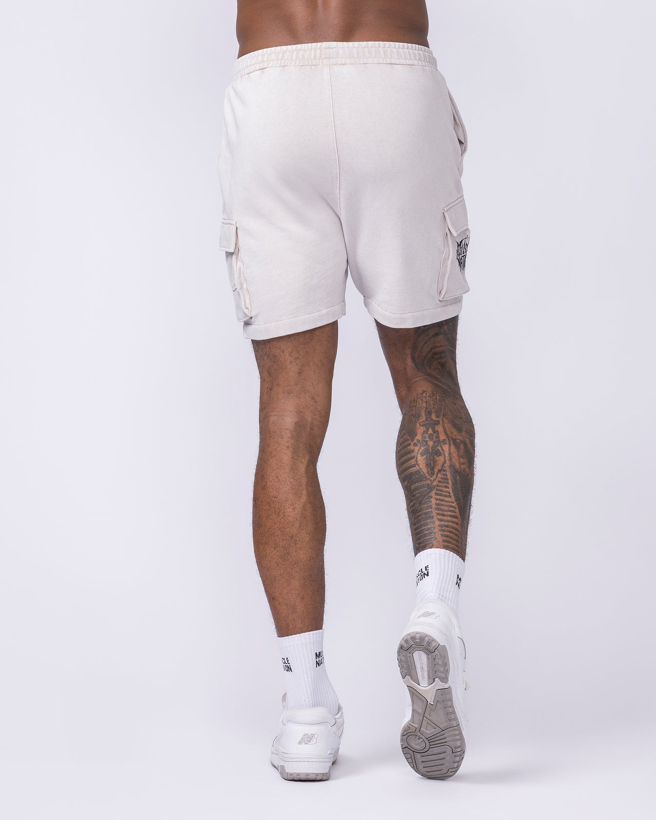 Weekender Vintage Cargo 5" Shorts Washed Cream - Muscle Nation men's cargo shorts, view 5