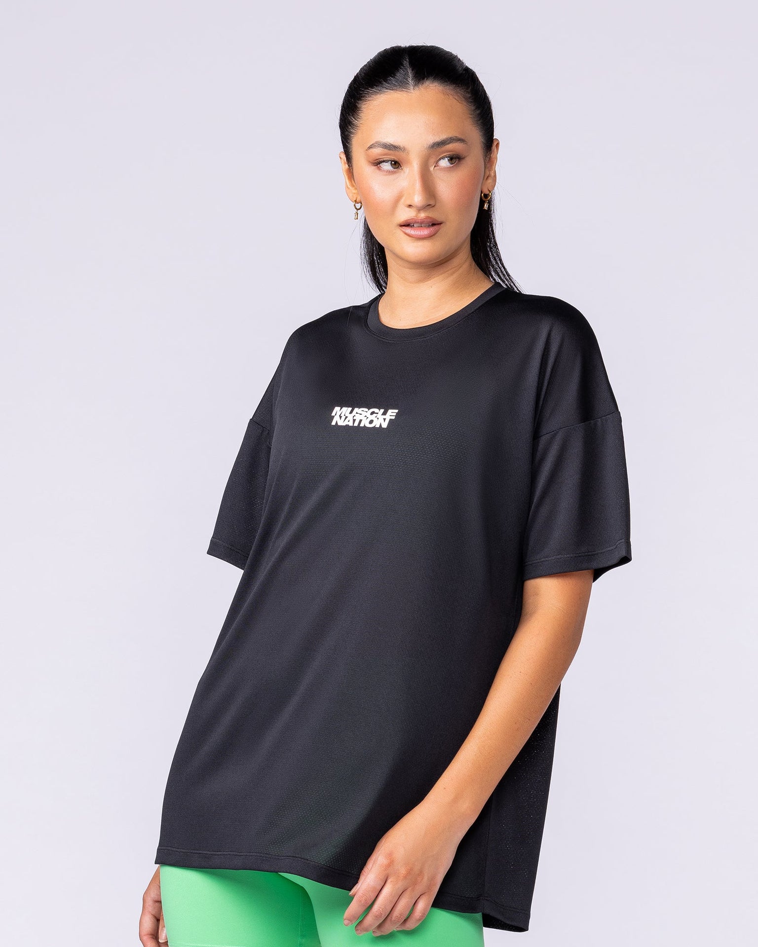Womens Relaxed Training Tee - Black-T-Shirts-XXS-1124206BLK-XXS-MNAPPRL34495-4-Muscle Nation
