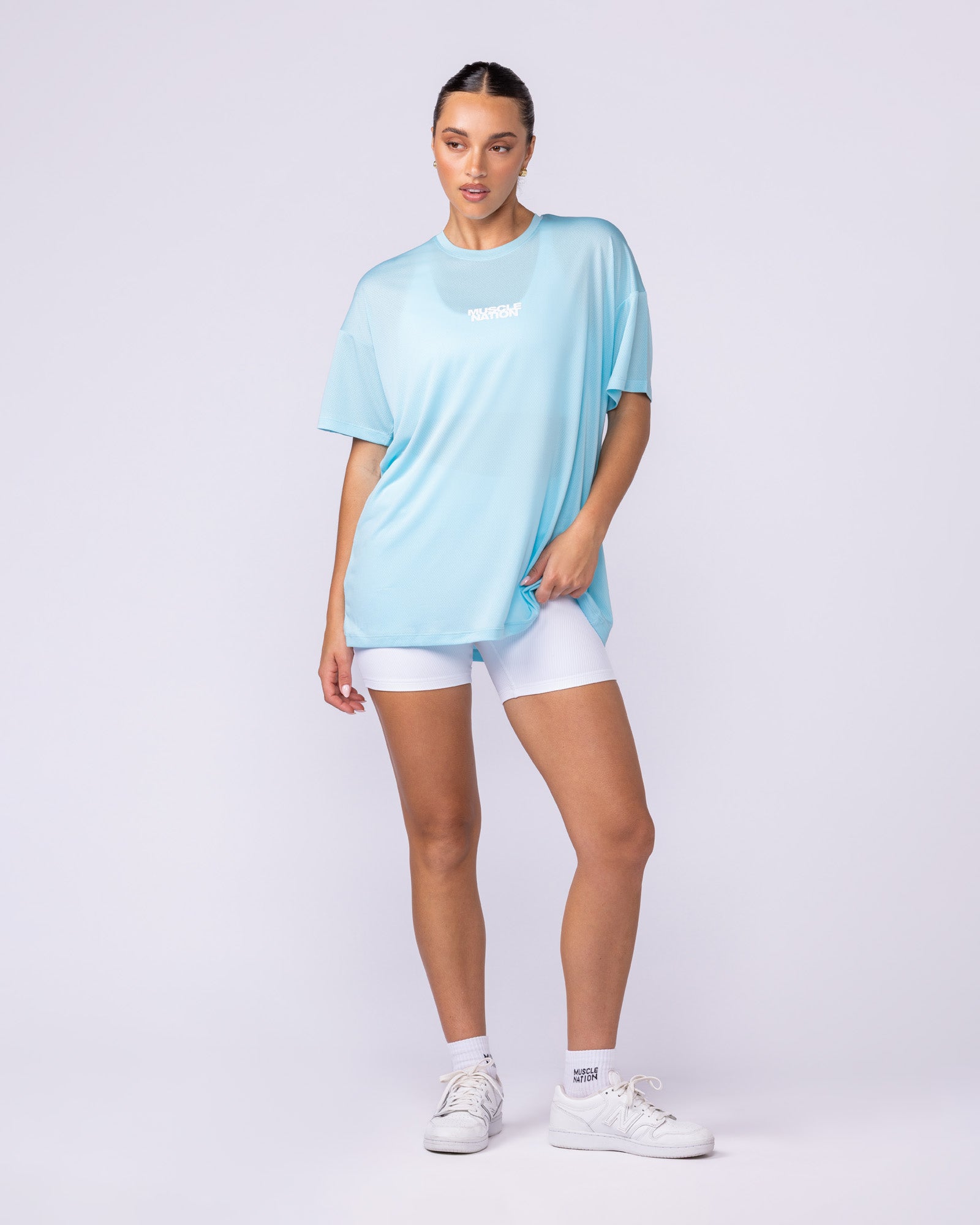 Womens Relaxed Training Tee - Lagoon-T-Shirts-XXS-1125132LGN-XXS-MNAPPRL45300-5-Muscle Nation