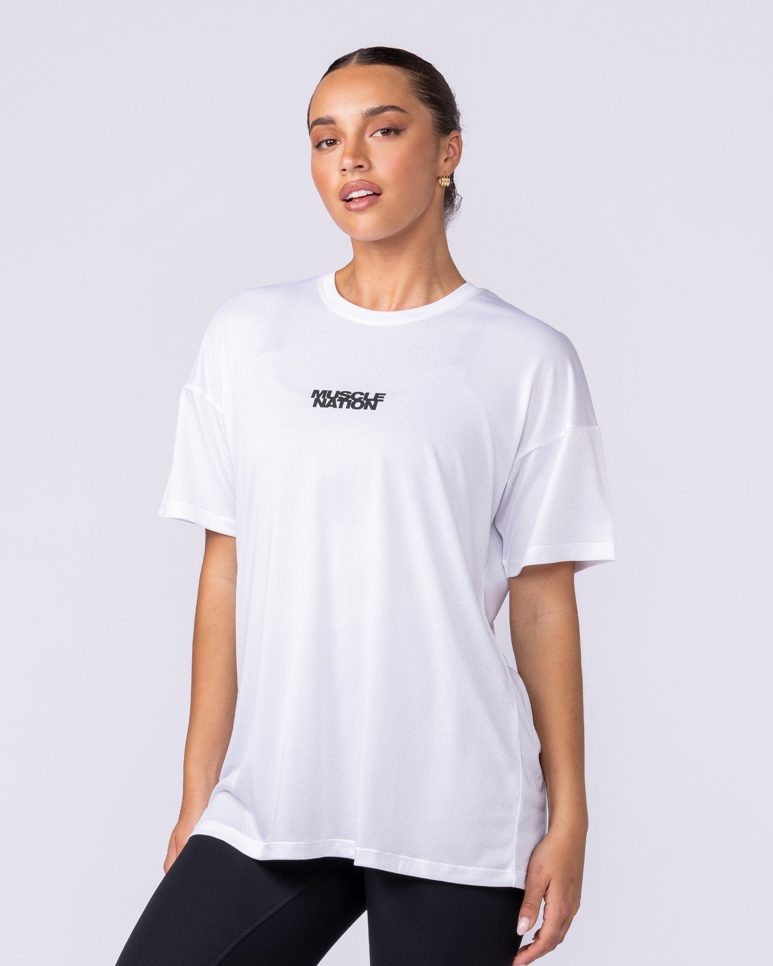 Womens Relaxed Training Tee - White-T-Shirts-XXS-1125132WHT-XXS-MNAPPRL45309-3-Muscle Nation