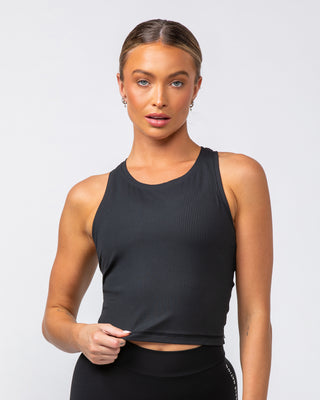 Rib Staple Cropped Tank - Black-Singlets & Tanks-XXS-082432BLK-XXS-MNAPPRL32388-2-Muscle Nation