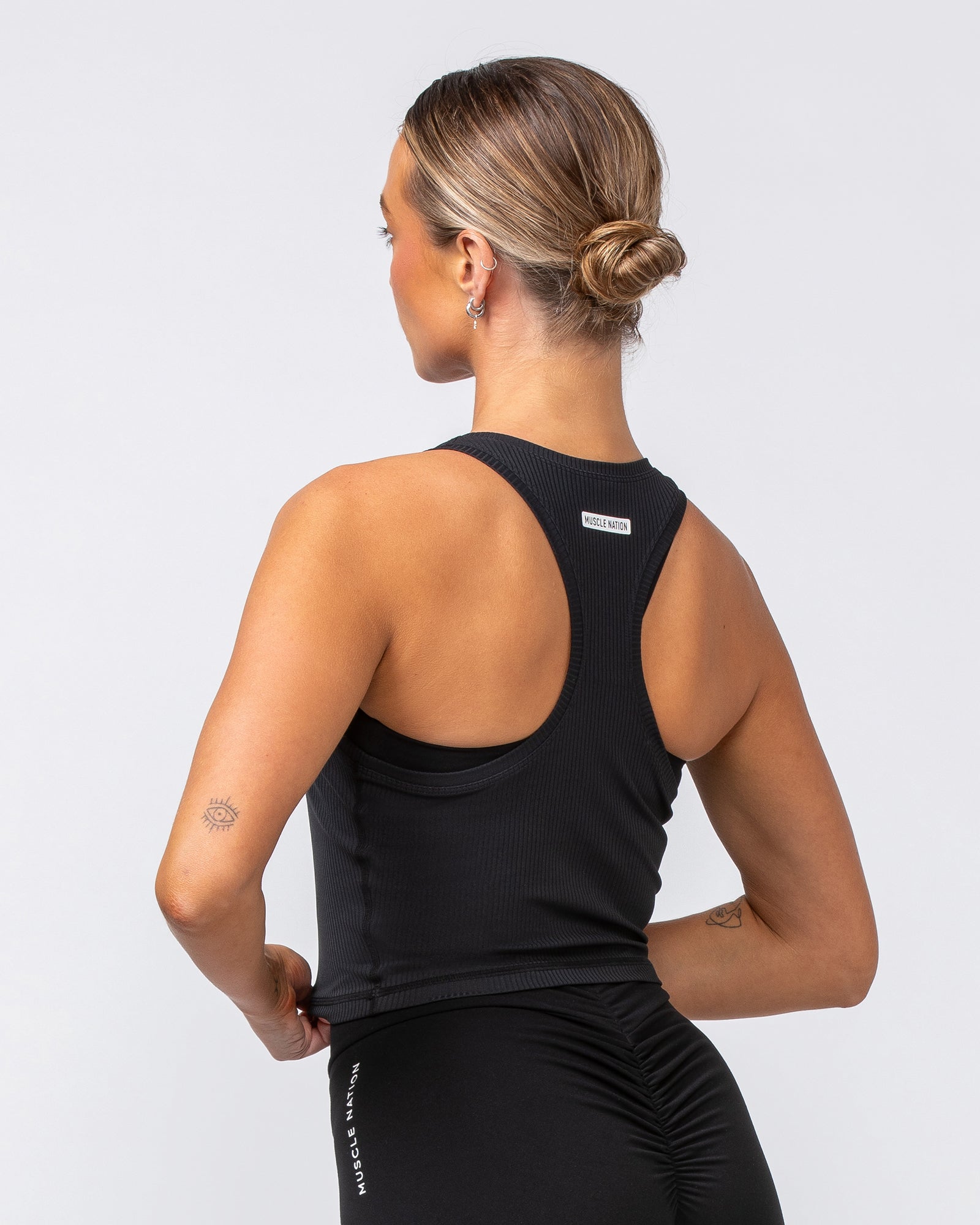 Rib Staple Cropped Tank - Black-Singlets & Tanks-XXS-082432BLK-XXS-MNAPPRL32388-4-Muscle Nation