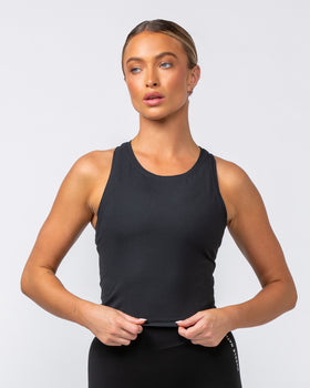 Rib Staple Cropped Tank - Black-Singlets & Tanks-XXS-082432BLK-XXS-MNAPPRL32388-1-Muscle Nation