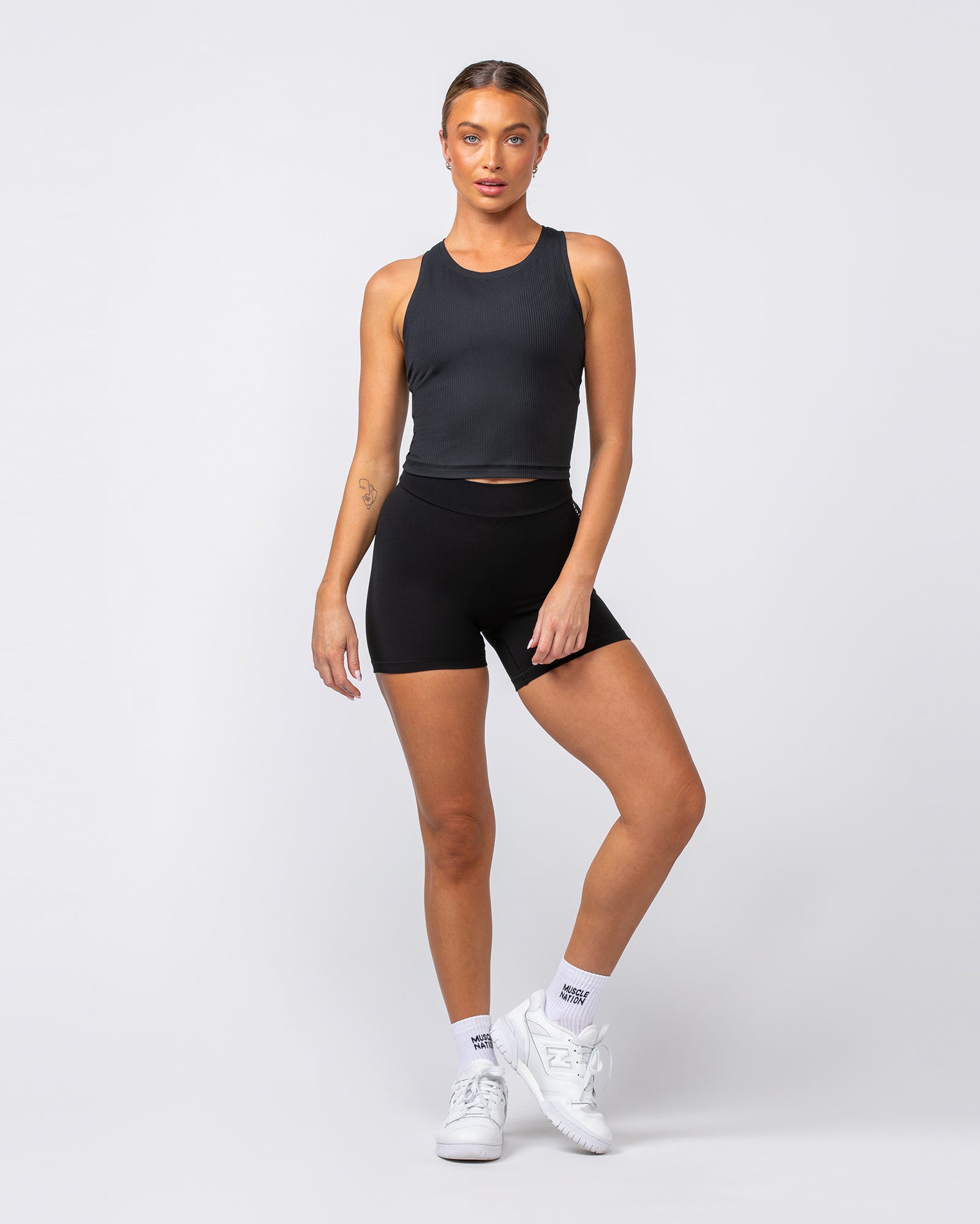 Rib Staple Cropped Tank - Black-Singlets & Tanks-XXS-082432BLK-XXS-MNAPPRL32388-6-Muscle Nation