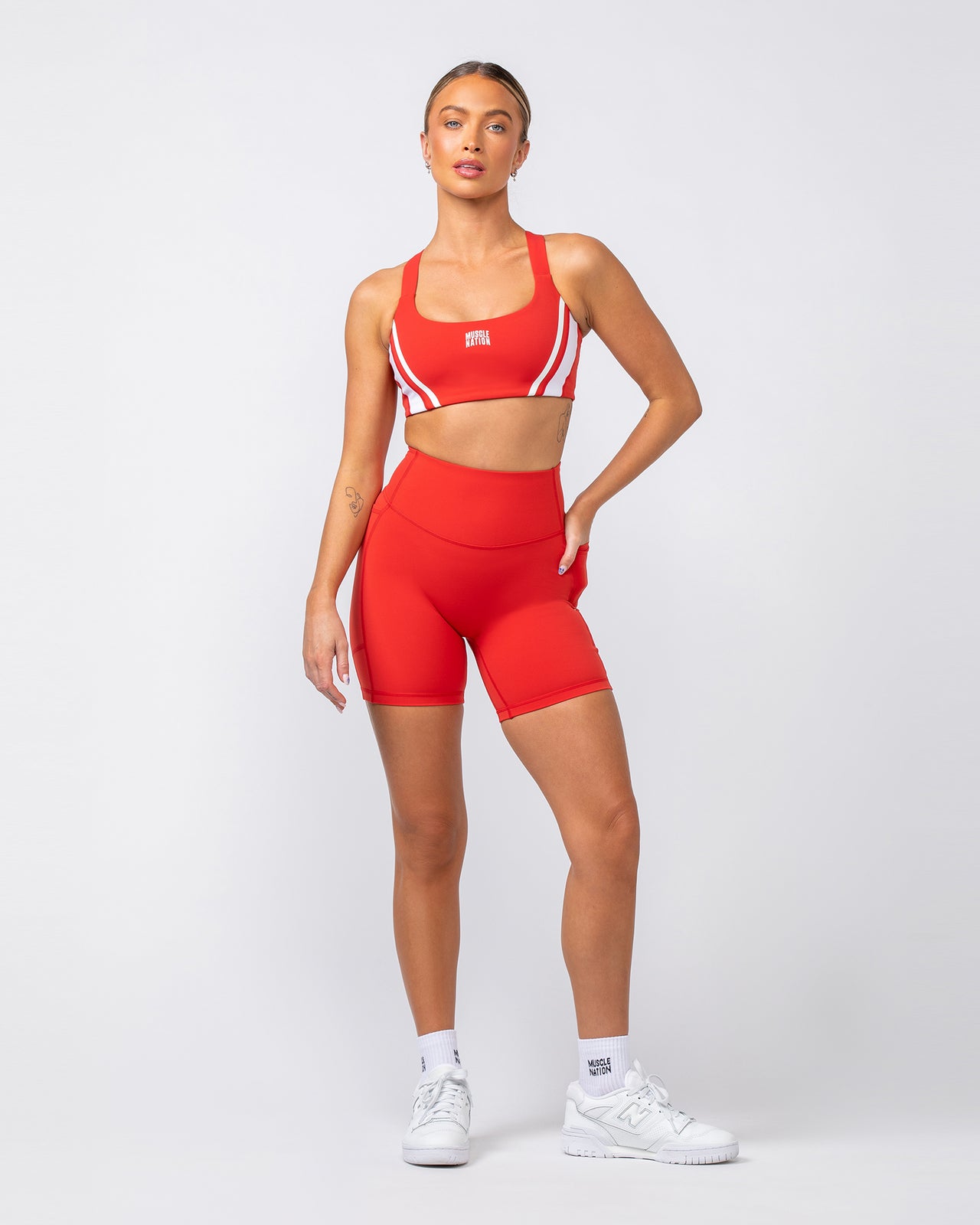 Agility Aura Pocket Bike Shorts - Crimson-Shorts-XXS-082422CRMSN-XXS-MNAPPRL32235-7-Muscle Nation
